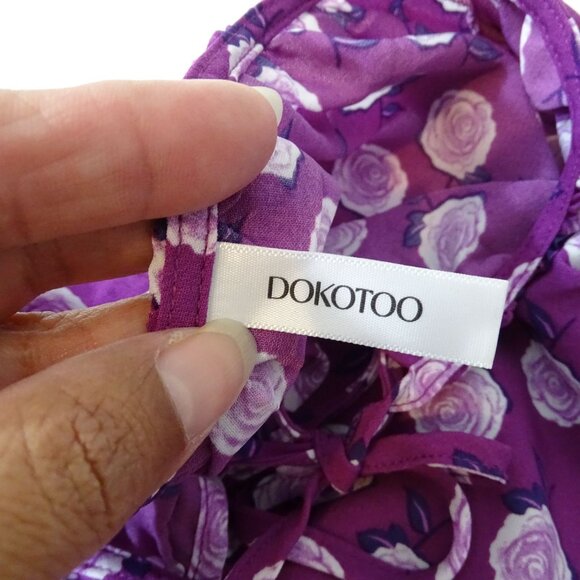Dokotoo Women Purple Floral Maxi Dress Size M 3/4 Sleeve Loose Fit Tiered - Picture 5 of 12